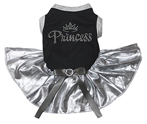 Petitebelle Hundekleid mit Strasssteinen, Prinzessin, Schwarz/Silber, Größe XXXL von Petitebelle