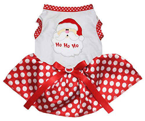 Petitebelle Hundekleid mit Weihnachtsmann-Gesicht, Baumwolle, Tutu, Welpenkleid, Weiß / Rot, Größe XXL von Petitebelle