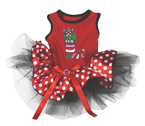 Petitebelle Hundekleid mit Weihnachtssocken, Rot mit Punkten, Größe XS Petitebelle Hundekleid mit Weihnachtssocken, Rot mit Punkten, Größe XS von Petitebelle
