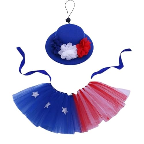 Petitebelle Hundekleid mit amerikanischer Flagge, Haarschmuck für Welpen, Geburtstag, 2 Stück (RWB/Blume, Einheitsgröße) von Petitebelle