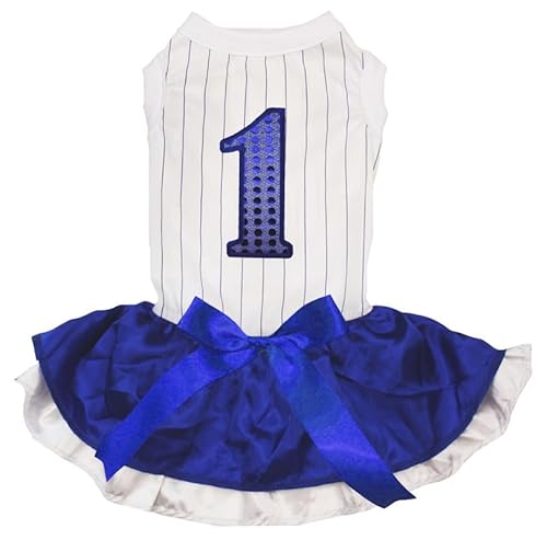 Petitebelle Hundekleid mit blauen Pailletten, gestreift, Blau-Weiß, Größe XXL von Petitebelle