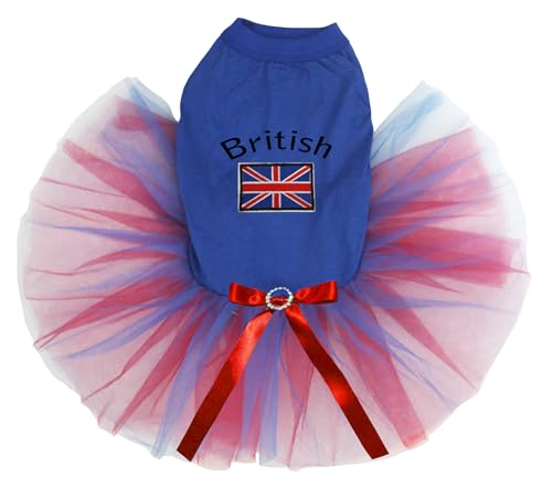 Petitebelle Hundekleid mit britischer Flagge, Blau / Rot / Blau, Größe XXXL von Petitebelle