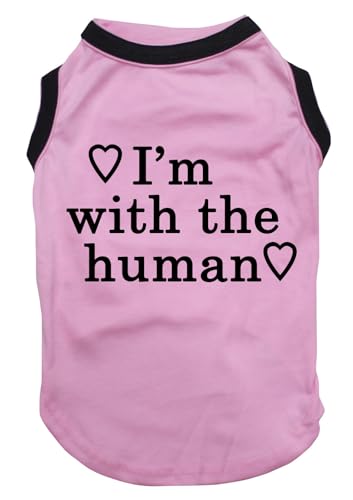 Petitebelle I'm with The Human Puppy Hunde-Shirt, Rosa/Schwarz, Größe M von Petitebelle