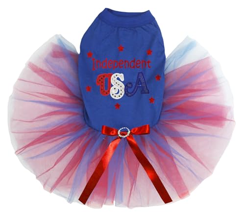 Petitebelle Independent USA Hundekleid für Welpen, Blau / Rot / Blau, Größe XXL von Petitebelle