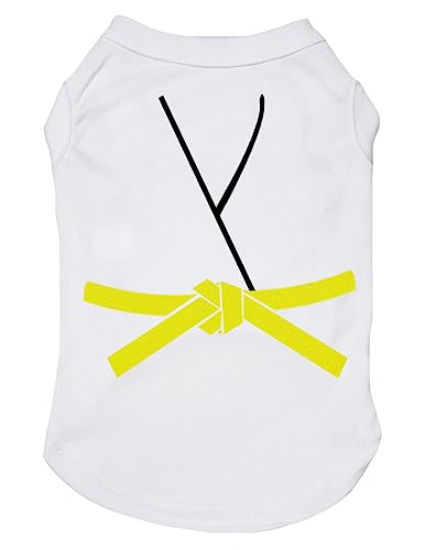 Petitebelle Judo Karate Taekwondo Jersey Puppy Dog Shirt (Weiß/Gelb, XS) von Petitebelle