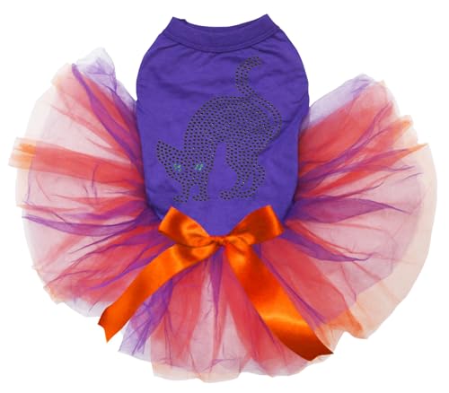 Petitebelle Katzen-/Welpenkleid, mit Strasssteinen, Schwarz, Größe XS (Violett/Orange/Violett) von Petitebelle