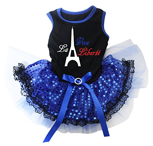 Petitebelle La Vive Liberte Hundekleid mit Eiffelturm, Schwarz/Blau, Paillettenspitze, Größe XL Petitebelle La Vive Liberte Hundekleid mit Eiffelturm, Schwarz/Blau, Paillettenspitze, Größe XL von Petitebelle