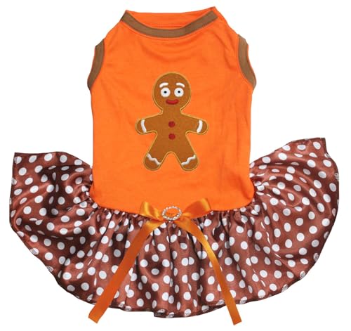 Petitebelle Lebkuchenmann-Welpenkleid für Welpen, Orange/Braun gepunktet, Größe XXXL) von Petitebelle