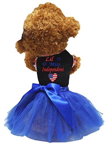 Petitebelle Lil Miss Independent USA Hundekleid, Größe S, Schwarz / Blau von Petitebelle