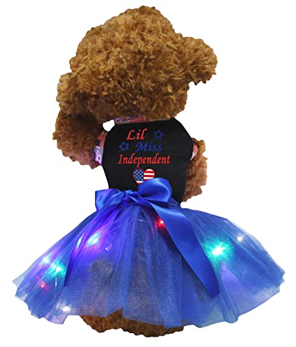 Petitebelle Lil Miss Independent USA-Hundekleid, Schwarz/Blau, Größe XS von Petitebelle