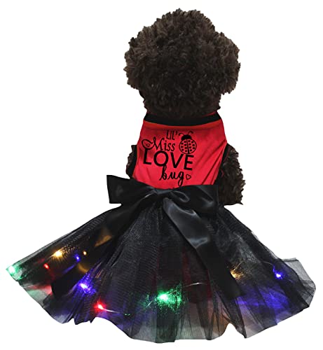 Petitebelle Lil' Miss Love Bug Hundekleid für Welpen, Rot / Schwarz, Größe M von Petitebelle