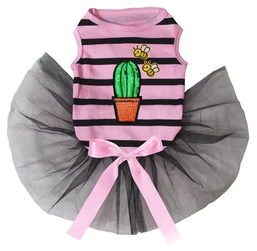 Petitebelle Little Bees & Cactus Hundekleid für Welpen, Rosa gestreift/schwarz, Größe XXL Petitebelle Little Bees & Cactus Hundekleid für Welpen, Rosa gestreift/schwarz, Größe XXL von Petitebelle