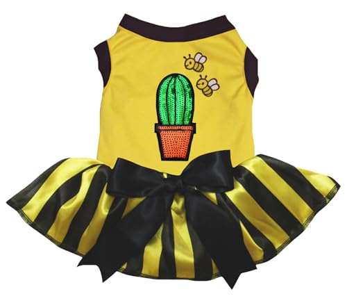 Petitebelle Little Bees & Cactus Welpenkleid für Welpen, Gelb/Streifen, Größe XXXL von Petitebelle