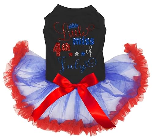 Petitebelle Little Miss 4. Juli Welpen-Hundekleid (Schwarz/Blau-Rot, Größe L) von Petitebelle