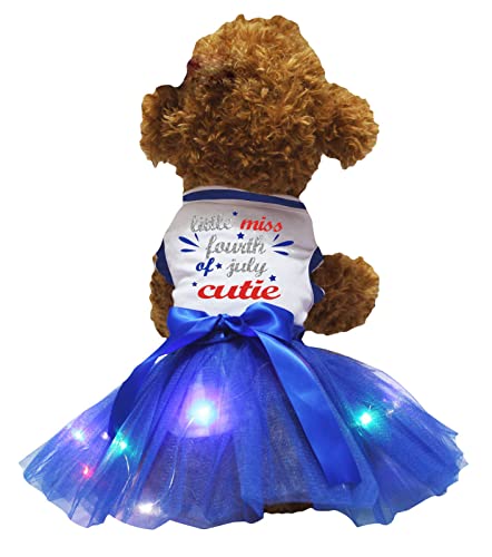 Petitebelle Little Miss Fourth of Juli Hundekleid für Welpen, Weiß/Blau, Größe XXXL von Petitebelle