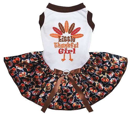 Petitebelle Little Thankful Girl Türkei Welpen-Hundekleid (Weiß/Baby Truthahn, XXXL) von Petitebelle