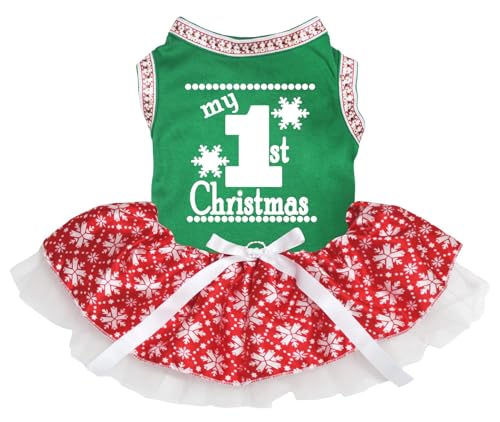 Petitebelle My 1st Christmas Hundekleid mit Schneeflocken, Grün / Schneeflocken, Größe XS Petitebelle My 1st Christmas Hundekleid mit Schneeflocken, Grün / Schneeflocken, Größe XS von Petitebelle