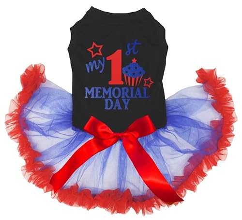 Petitebelle My 1st Memorial Day Welpenkleid (Schwarz/Blau-Rot, XXXL) von Petitebelle
