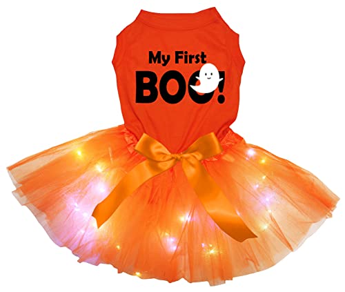 Petitebelle My First Boo Ghost Hundekleid für Welpen, Orange / Orange, LED, Größe XL von Petitebelle