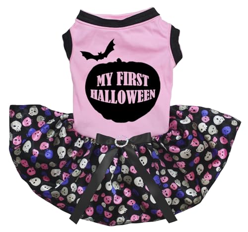 Petitebelle My First Halloween Welpenkleid für Welpen, Rosa/Regenbogen-Totenkopf, Größe L Petitebelle My First Halloween Welpenkleid für Welpen, Rosa/Regenbogen-Totenkopf, Größe L von Petitebelle
