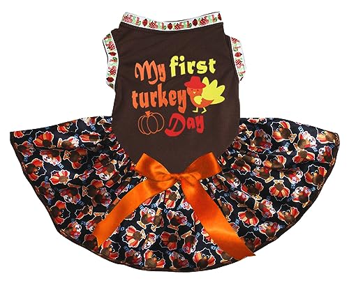 Petitebelle My First Turkey Day Hundekleid für Welpen, Braun / Baby Truthahn, Größe XL Petitebelle My First Turkey Day Hundekleid für Welpen, Braun / Baby Truthahn, Größe XL von Petitebelle