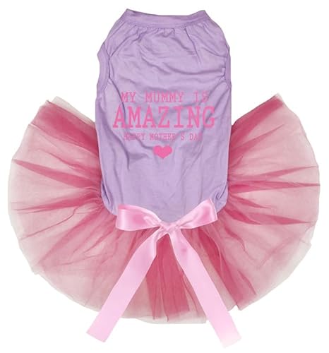 Petitebelle My Mummy is Amazing Happy Mother's Day Welpen-Hundekleid (Lavendel/Rosa, Größe XS) von Petitebelle