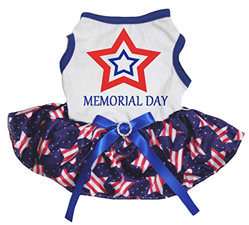 Petitebelle Patriotic Stars Memorial Day Hundekleid für Welpen, Weiß/US-Sterne, X-Large Petitebelle Patriotic Stars Memorial Day Hundekleid für Welpen, Weiß/US-Sterne, X-Large von Petitebelle