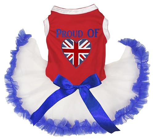 Petitebelle Proud of Britain Hundekleid für Welpen, Rot/Weiß/Blau, Größe M von Petitebelle