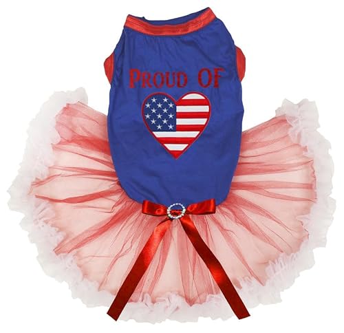 Petitebelle Proud of USA Hundekleid für Welpen, Blau / Rot / Weiß, Größe L von Petitebelle