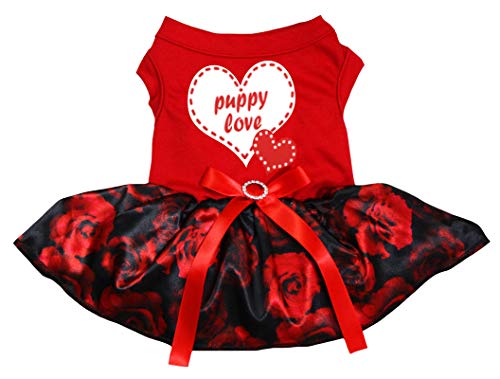 Petitebelle Puppy Love Hundekleid mit Zwillings-Herzen, Rot/Rote Rose, Größe XXL von Petitebelle