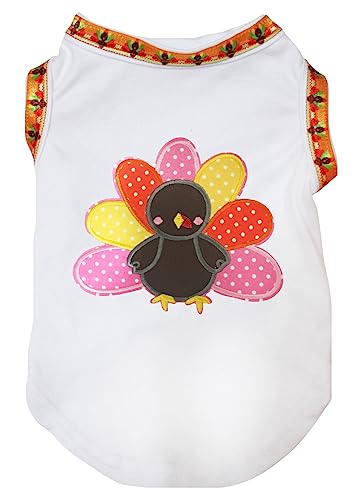 Petitebelle Rainbow Turkey Hunde-Shirt für Welpen, Weiß/Truthähne, Größe S Petitebelle Rainbow Turkey Hunde-Shirt für Welpen, Weiß/Truthähne, Größe S von Petitebelle