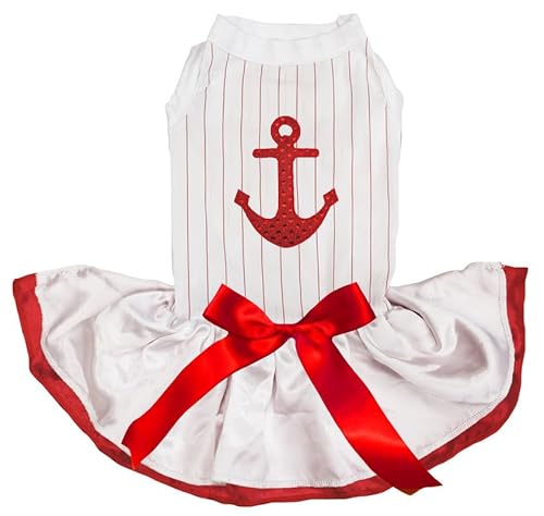 Petitebelle Red Anchor Welpenkleid, gestreift, Weiß und Rot, Größe XS Petitebelle Red Anchor Welpenkleid, gestreift, Weiß und Rot, Größe XS von Petitebelle