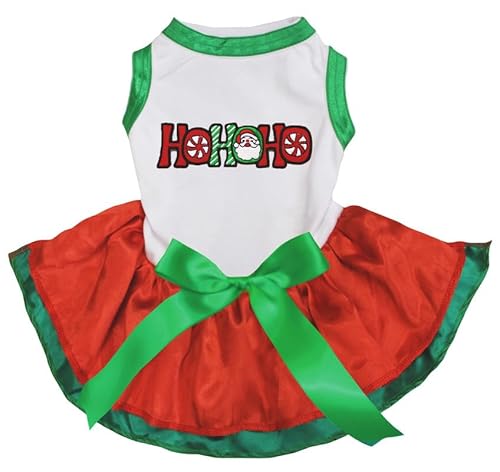 Petitebelle Santa Hohoho Welpenkleid (weiß/rot grün, Größe L) von Petitebelle