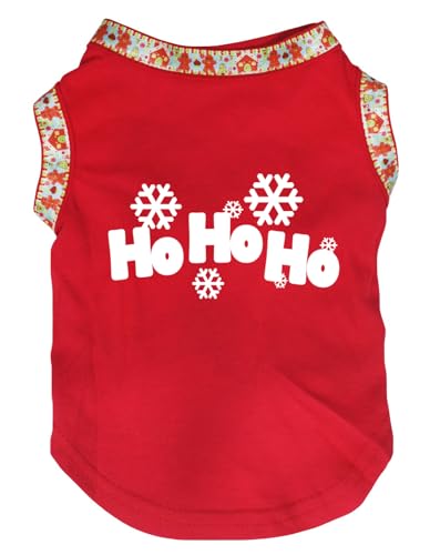 Petitebelle Snowflakes Hohoho Hunde-Shirt für Welpen, Rot, Lebkuchen, Größe XL von Petitebelle