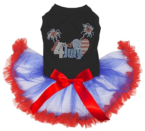 Petitebelle Strass 4. Juli USA Herz Welpenkleid (Schwarz/Blau/Rot, XS) von Petitebelle