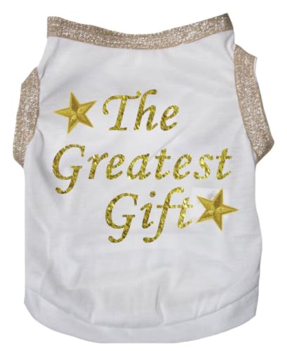 Petitebelle The Greatest Gift Hunde-Shirt für Welpen, Weiß/Gold, Größe M Petitebelle The Greatest Gift Hunde-Shirt für Welpen, Weiß/Gold, Größe M von Petitebelle