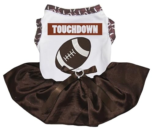 Petitebelle Touchdown Fußballkleid für Welpen, Weiß/Braun, Größe L Petitebelle Touchdown Fußballkleid für Welpen, Weiß/Braun, Größe L von Petitebelle