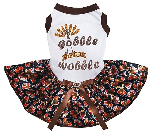 Petitebelle Turkey Gobble Til You Wobble Welpen-Hundekleid (Weiß/Baby Truthahn, XXXL) von Petitebelle
