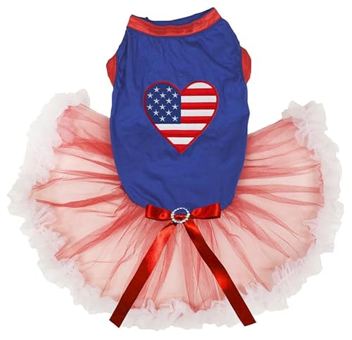 Petitebelle USA Heart Puppy Dog Dress (Blue/Red White, XX-Large) von Petitebelle