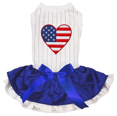 Petitebelle USA Heart Puppy Dog Dress (Stripes/Blue White, XXX-Large) von Petitebelle