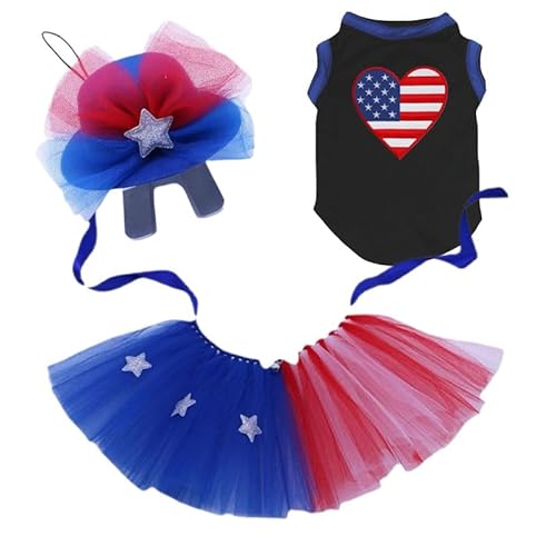 Petitebelle USA Hundekleid mit Herzmotiv, Haar-Accessoire, Geburtstag, 3er-Pack (Schwarz, XXXL) von Petitebelle