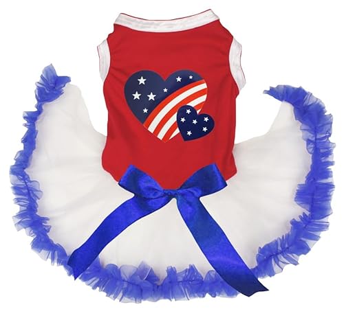 Petitebelle USA Twins Heart Puppy Dog Dress (Red/White Blue, XX-Large) von Petitebelle