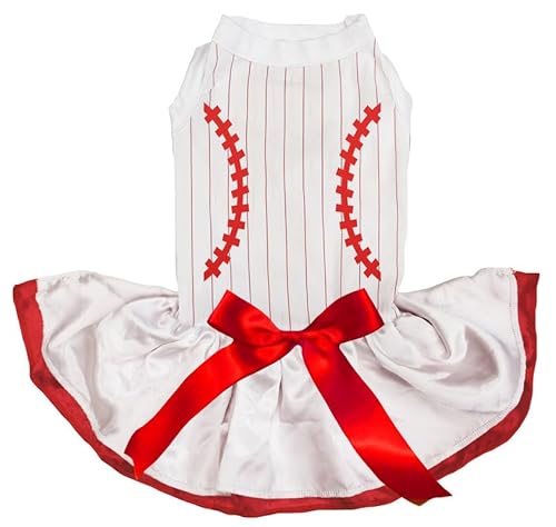 Petitebelle Welpenkleid mit Baseball-Druck (gestreift/weiß und rot, XXL) von Petitebelle