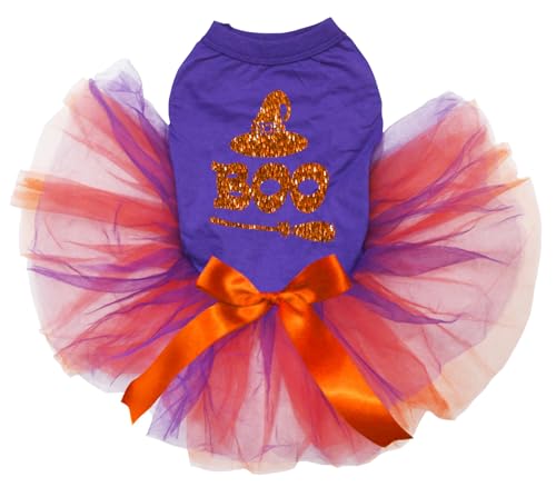 Petitebelle Witch Boo Hundekleid für Welpen, Violett/Orange-Violett, Größe M von Petitebelle