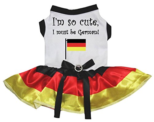 petitebelle Puppy Dog Kleidung Ich muss Deutscher weiß Baumwolle Top Rot Tutu Kleid von Petitebelle