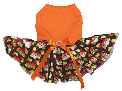 petitebelle Puppy Kleidung Hund Kleid, Uni Orange Top Türkei Dots Tutu von Petitebelle