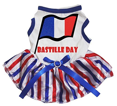 petitebelle Puppy Kleidung Hund Kleid Frankreich Tag Flagge weiß TOP Wimpelkette Streifen Tutu von Petitebelle