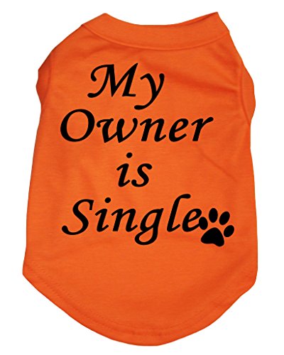 petitebelle Puppy Kleidung Hund Kleid My Besitzer ist Single Orange Baumwolle T-Shirt von Petitebelle
