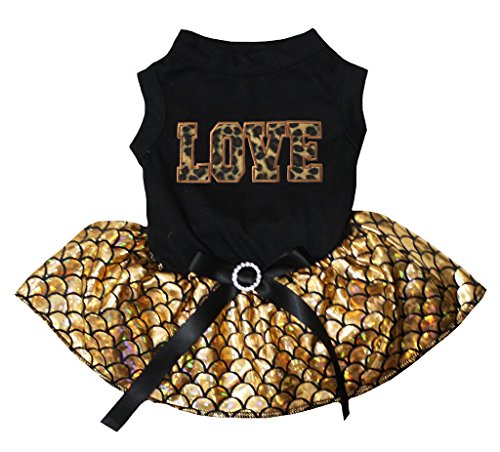 petitebelle Puppy Kleidung Kleid Leopard Love schwarz Shirt Gold Meerjungfrau Tutu von Petitebelle