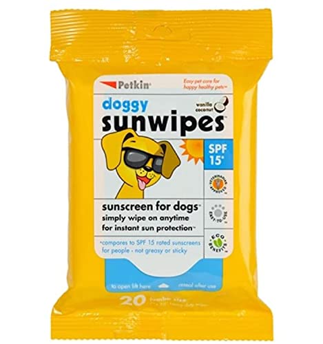 Petkin Hunde-Sonnenschutz-Tücher, Sonnenschutz für Hunde, LSF 15, einfach abwischbar für sofortigen Sonnenschutz, inklusive 20 Feuchttücher in Jumbo-Größe, Vanille-Kokos-Duft, ideal für Zuhause oder Petkin Hunde-Sonnenschutz-Tücher, Sonnenschutz für Hunde, LSF 15, einfach abwischbar für sofortigen Sonnenschutz, inklusive 20 Feuchttücher in Jumbo-Größe, Vanille-Kokos-Duft, ideal für Zuhause oder von Petkin